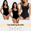 Luxmery Essentials Bundle - 2 Sculpting Bodysuits + 1 Round Neck Bodysuit