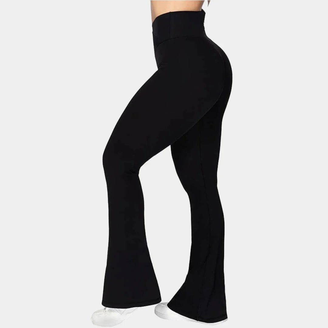 Cross Waist FlexiSculpt Yoga Flare Leggings - Luxmery