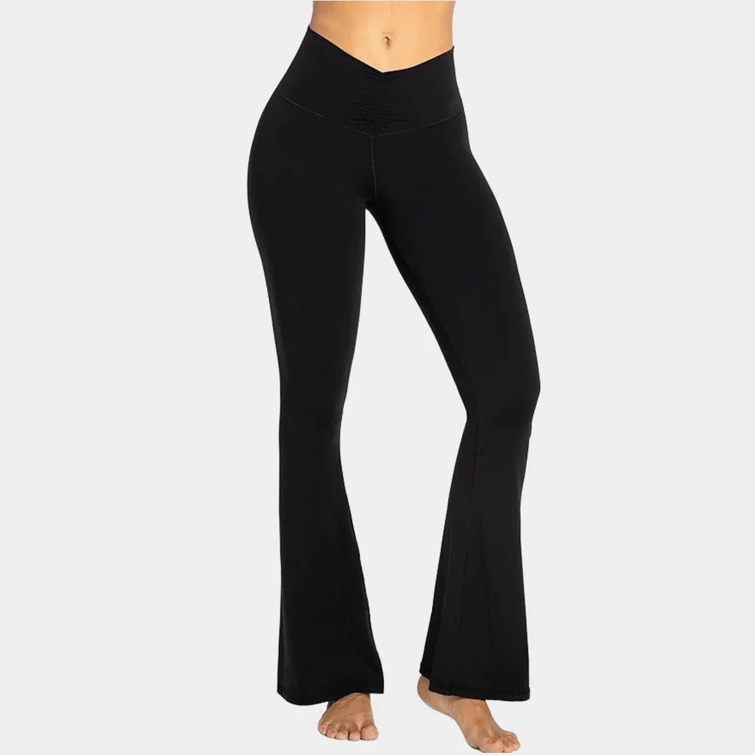 Cross Waist FlexiSculpt Yoga Flare Leggings - Luxmery