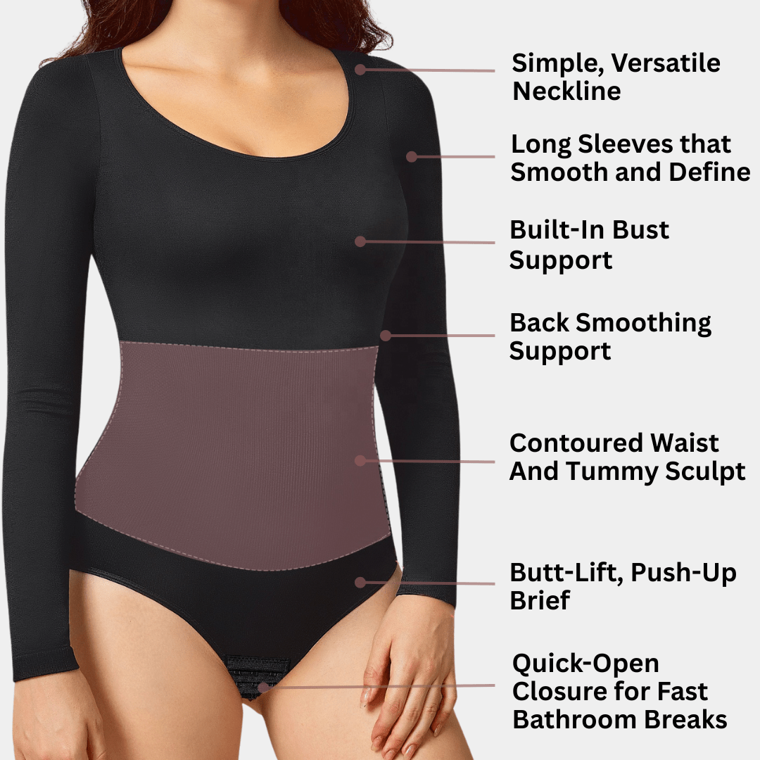 Long Sleeve Round Neck Bodysuit - Luxmery