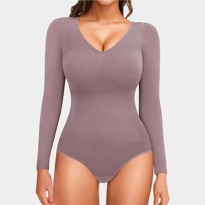 Long Sleeve V - Neck Bodysuit - Luxmery