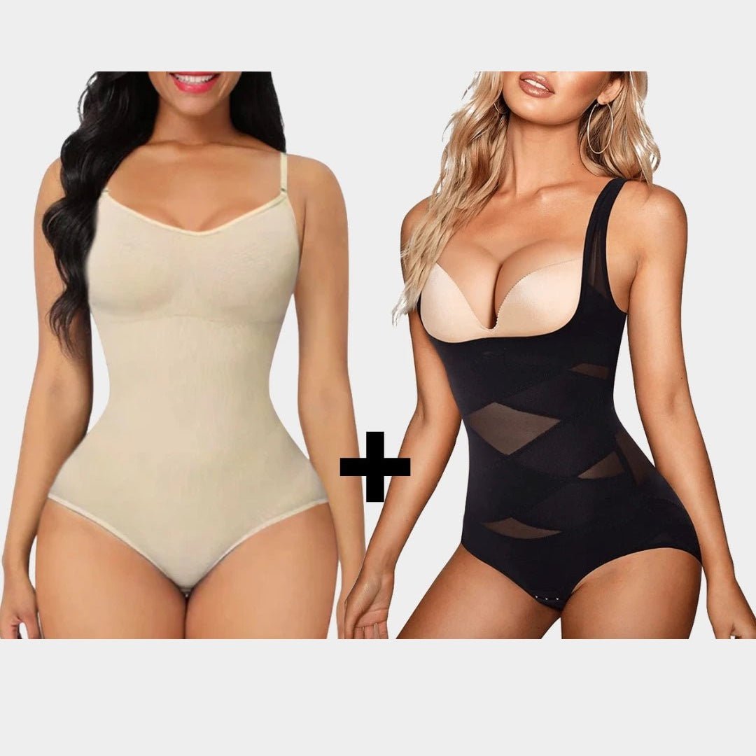 Luxmery Essentials Bundle - 1 Sculpting Bodysuit + 1 Open Bust Bodysuit - Luxmery