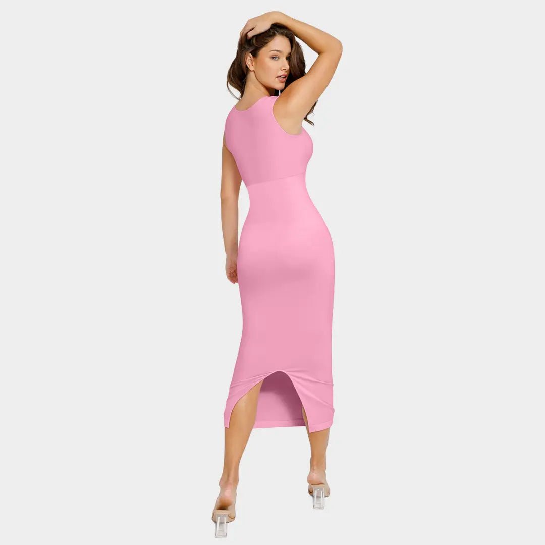 Midi Square Neck Contour Dress - Luxmery