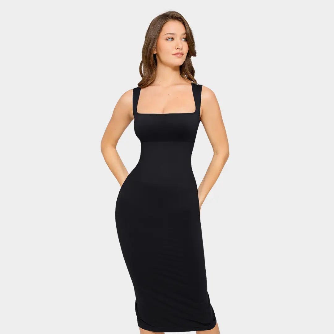 Midi Square Neck Contour Dress - Luxmery