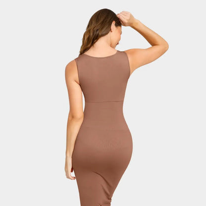 Midi Square Neck Contour Dress - Luxmery