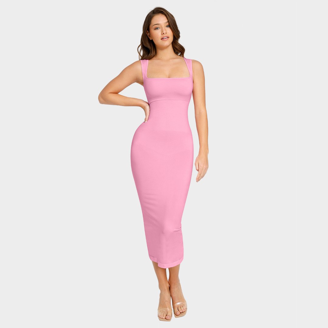 Midi Square Neck Contour Dress - Luxmery