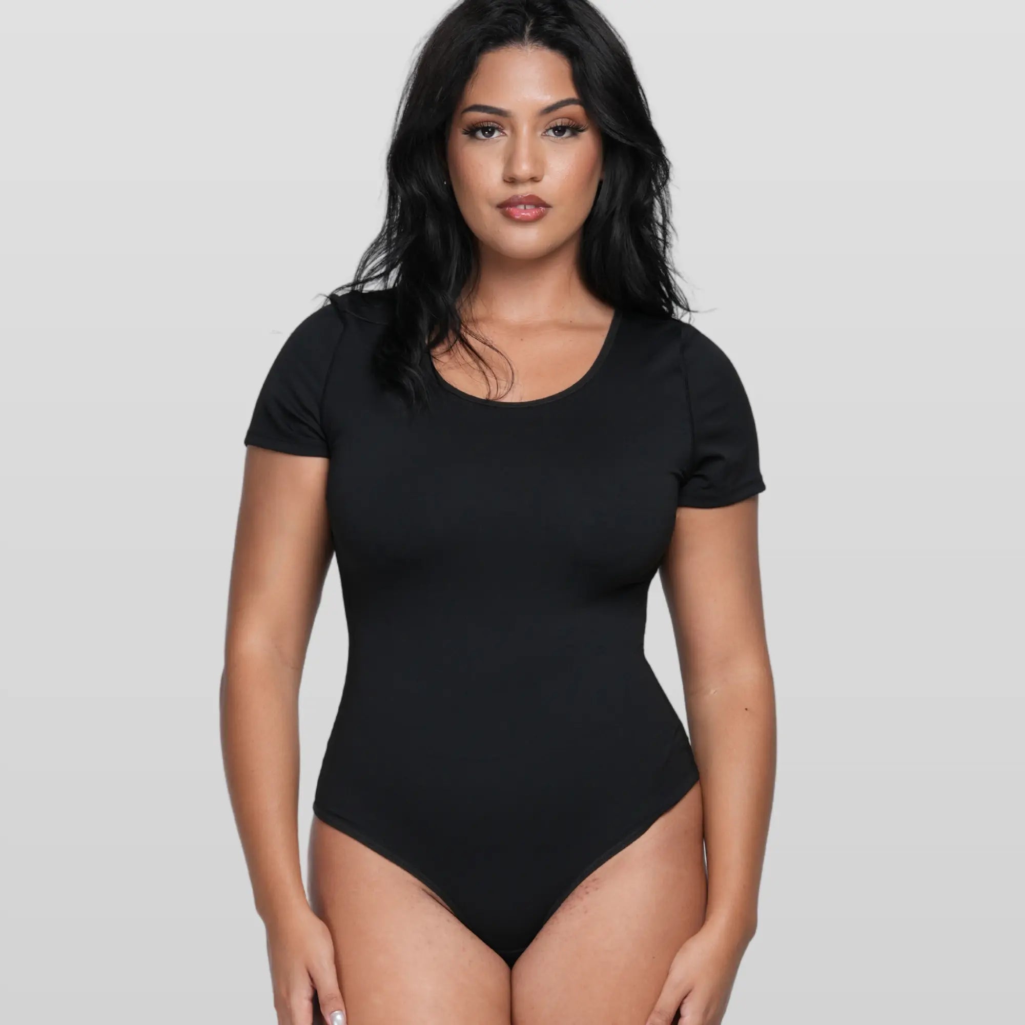 Luxmery Round Neck Thong Bodysuit for a Sleek Look Luxmery