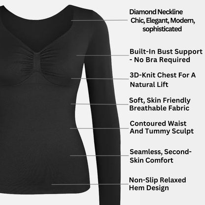 SculptFit Long Sleeve Diamond Neck Cami - Luxmery