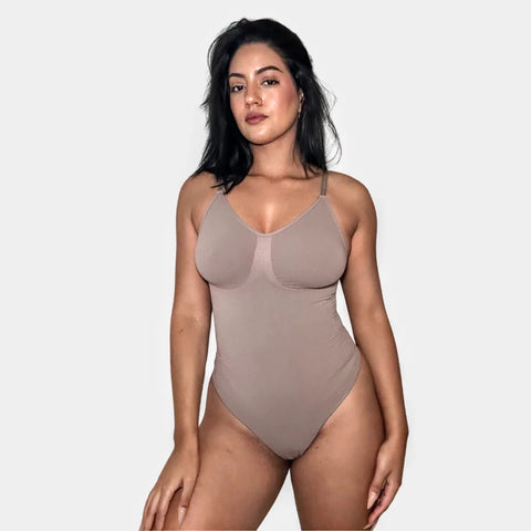 Women’s Sexy Sleeveless Thong Bodysuit Shapewear for Women Tummy Control  Body Shaper Tops T Shirts Body Suit (Color : Khaki, Size : XX-Large)