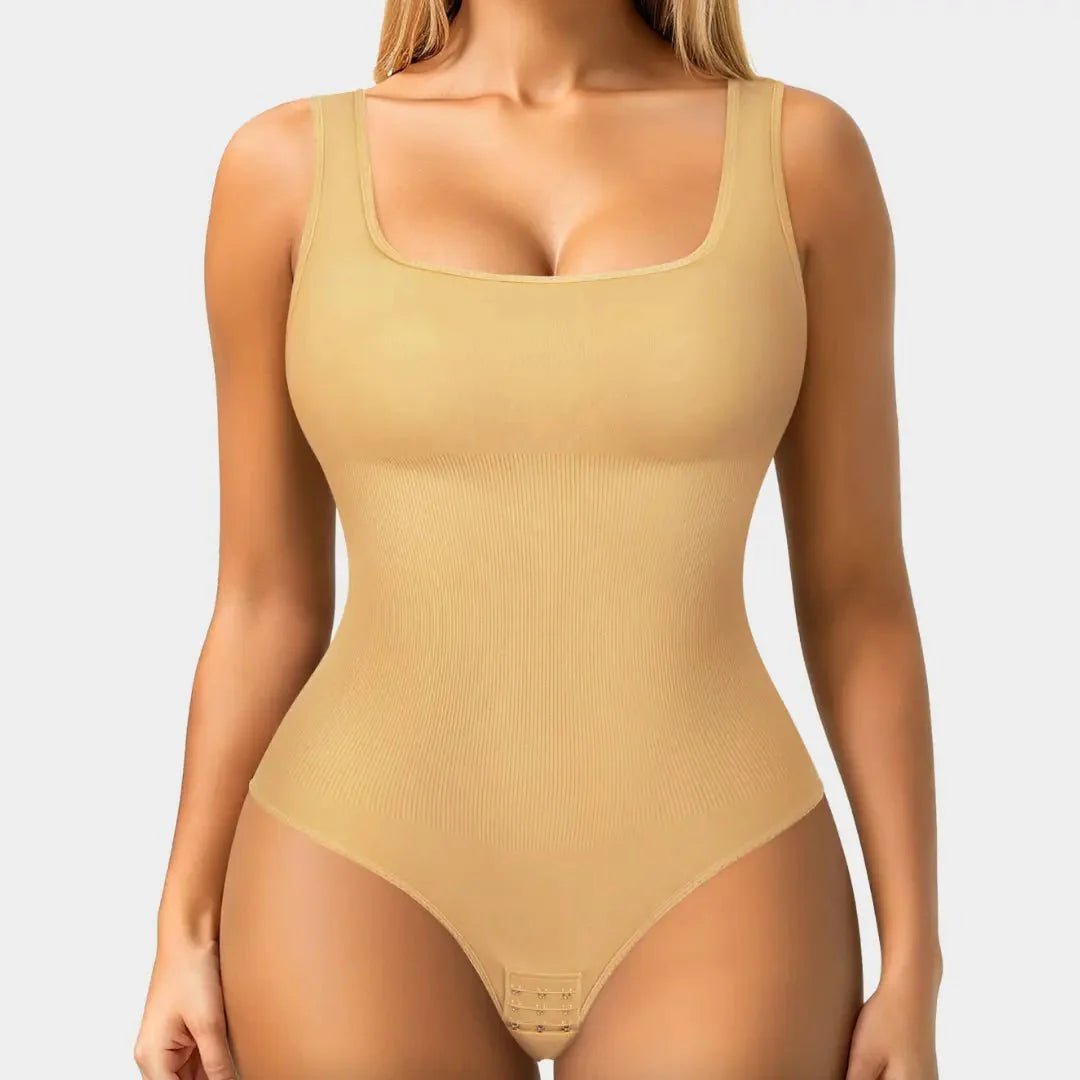 Sculpting Square Neck Thong Bodysuit - Luxmery