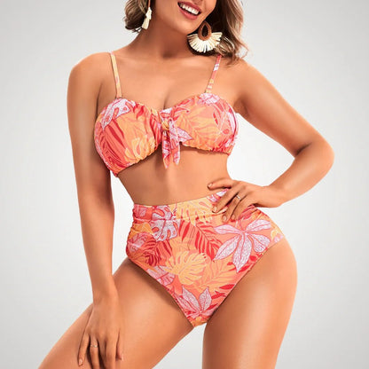 Twist Knot Tummy Control High - Waisted Bikini - Luxmery