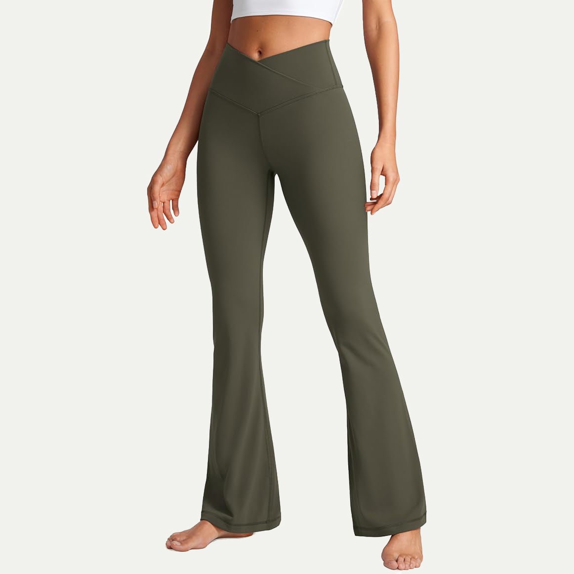 Cross Waisted Yoga Flare Pants - Luxmery