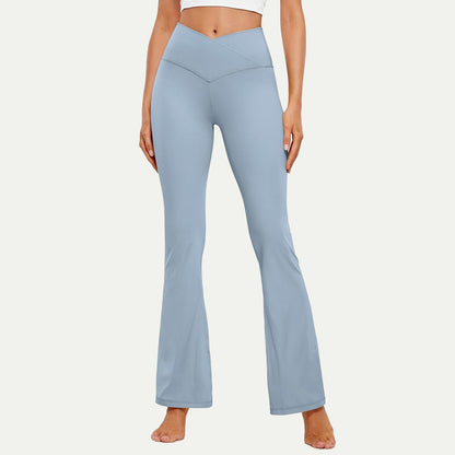 Cross Waisted Yoga Flare Pants - Luxmery