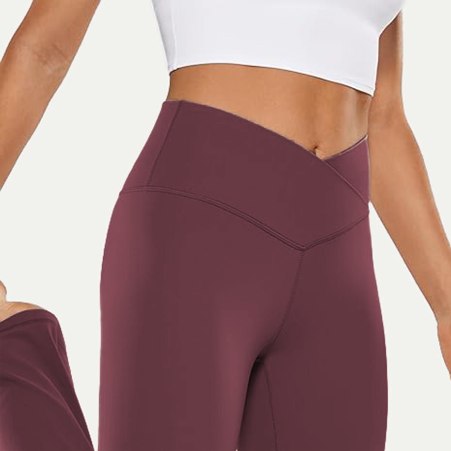 Cross Waisted Yoga Flare Pants - Luxmery