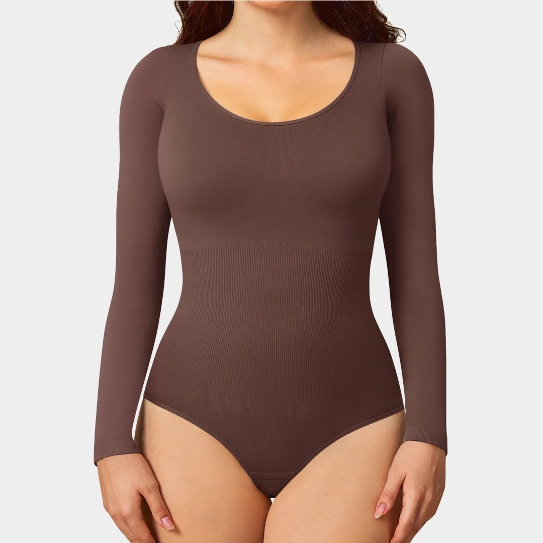 Long Sleeve Round Neck Bodysuit - Luxmery