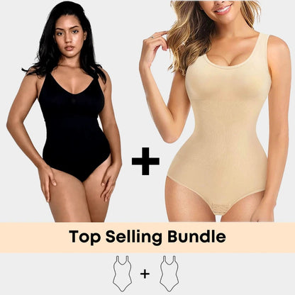 Luxmery Essentials Bundle - 1 Sculpting Bodysuit + 1 Round Neck Bodysuit - Luxmery