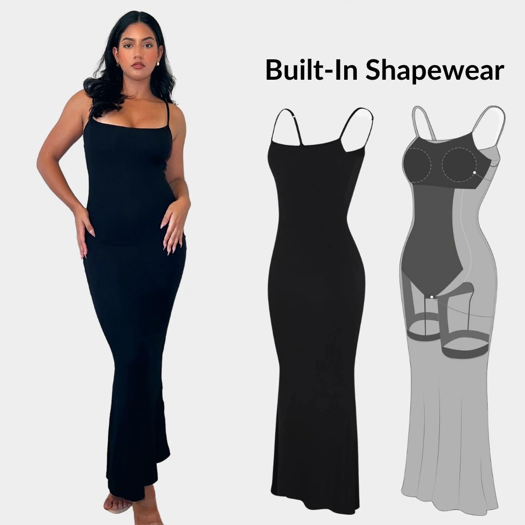 Sculpting Built-in Shapewear Crew Neck Dress - Luxmery